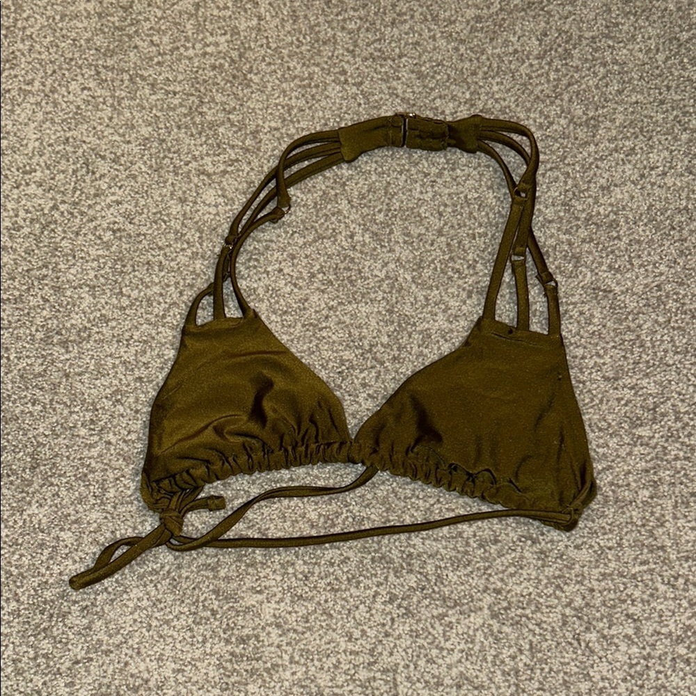 Olive Green Triangle Bikini Top